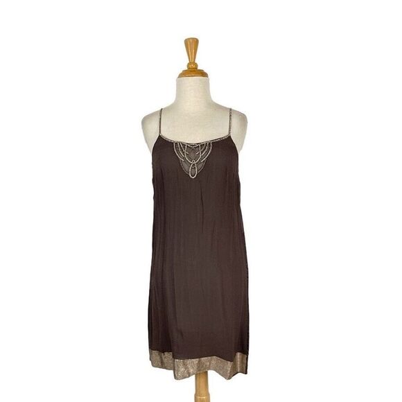 Stella McCartney M 40 Brown Slip Dress Crystal NWD Y2K does 20s VTG Gatsby $1295 - Picture 2 of 15